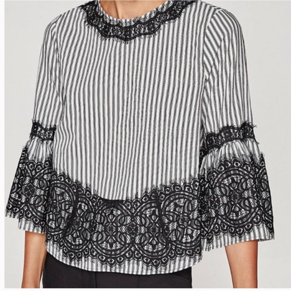 Black & White Zara Shirt with Lace